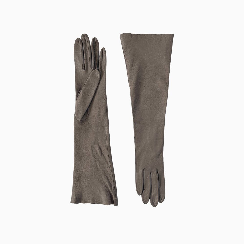 Vintage Lionel Le Grand French Kidskin Gloves 6½ Leather Taupe Opera 1950s Vamp